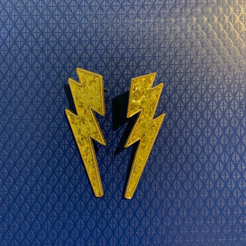 Gold glitter lightening earrings